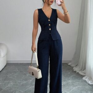Tailleur Formel rayé bleu marine E20
